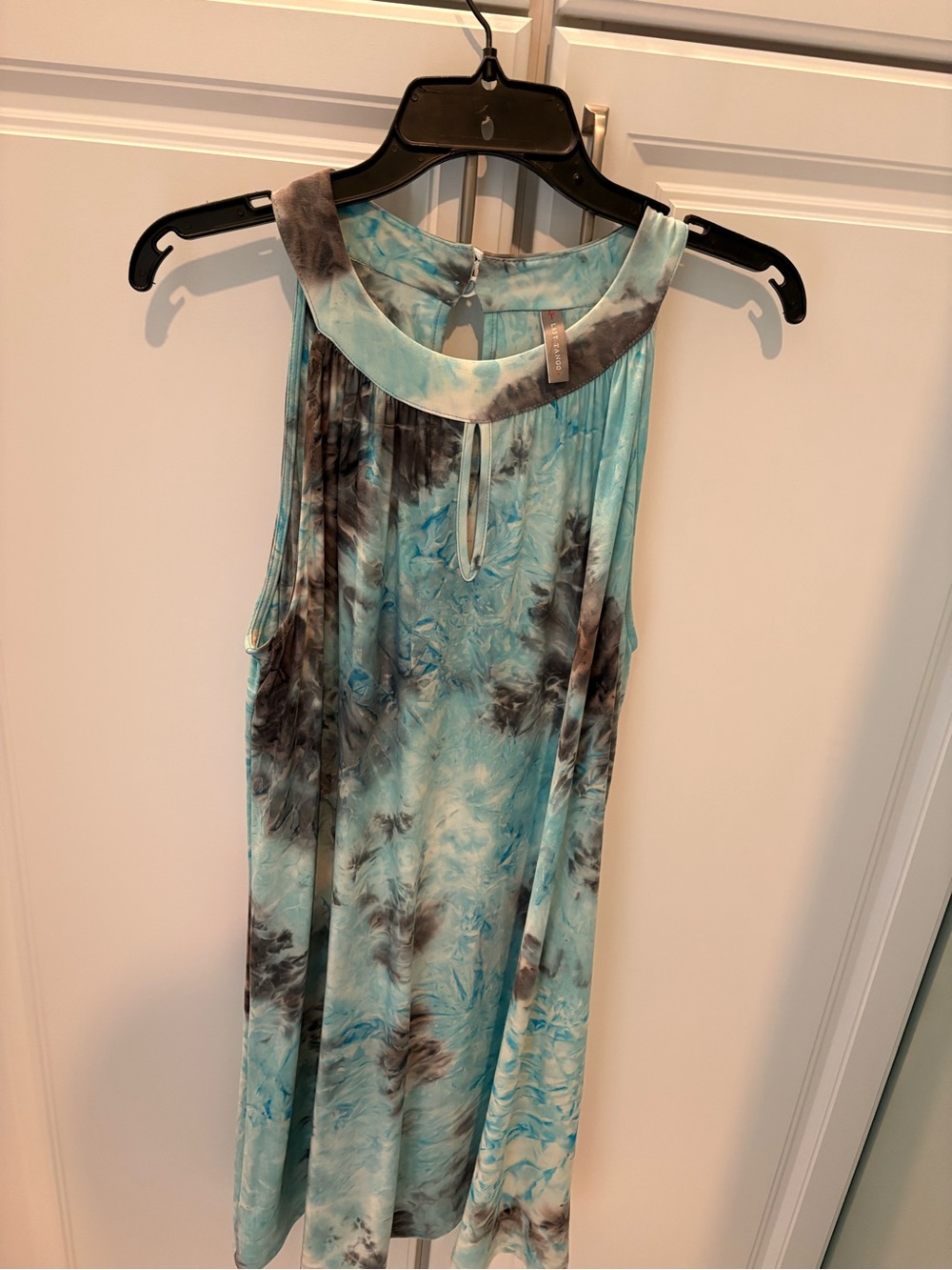 Last Tango Aqua and Gray Tie-Dye Halter Dress